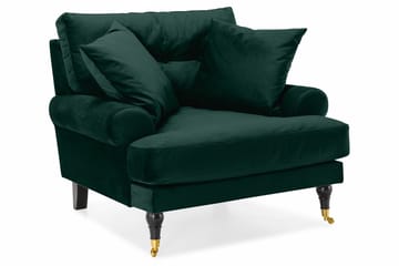 Andrew Howard Soffgrupp 102 cm med Fotpall och Hjul i Sammet - Grön - Möbler - Vardagsrum - Soffgrupper - Howard soffgrupp