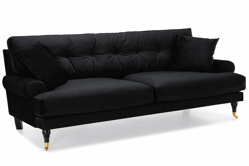 Andrew Howard Soffgrupp 102 cm med Fotpall och Hjul i Sammet - Svart - Möbler - Vardagsrum - Soffgrupper - Howard soffgrupp