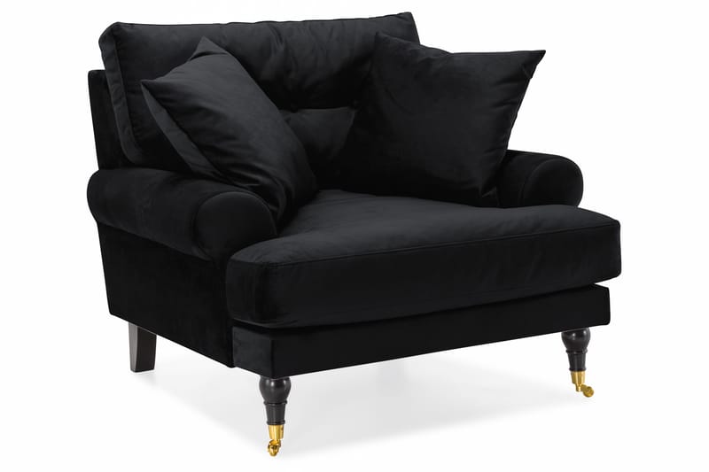 Andrew Howard Soffgrupp 102 cm med Fotpall och Hjul i Sammet - Svart - Möbler - Vardagsrum - Soffgrupper - Howard soffgrupp
