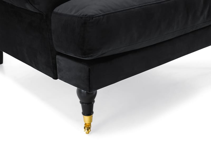 Andrew Howard Soffgrupp 102 cm med Fotpall och Hjul i Sammet - Svart - Möbler - Vardagsrum - Soffgrupper - Howard soffgrupp