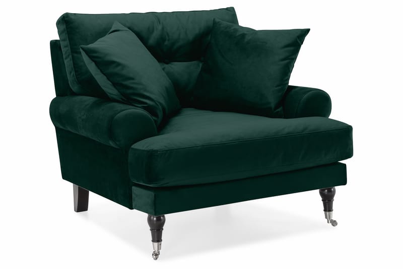 Andrew Soffgrupp 2-sits Soffa + Fåtölj + Fotpall i Sammet - Grön - Möbler - Vardagsrum - Soffgrupper - Howard soffgrupp