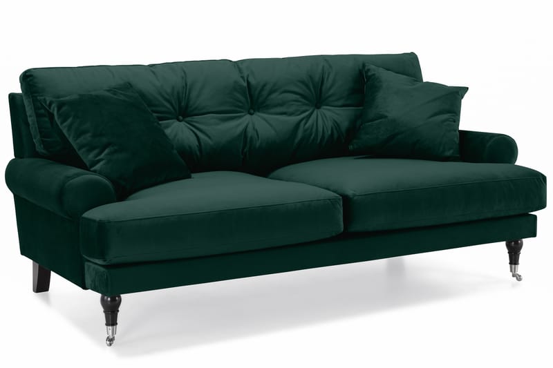 Andrew Soffgrupp 2-sits Soffa + Fåtölj + Fotpall i Sammet - Grön - Möbler - Vardagsrum - Soffgrupper - Howard soffgrupp