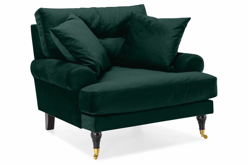 Andrew Soffgrupp 2-sits Soffa + Fåtölj + Fotpall i Sammet - Grön - Möbler - Vardagsrum - Soffgrupper - Howard soffgrupp