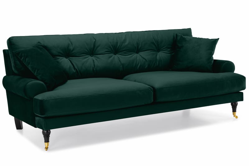 Andrew Soffgrupp 2-sits Soffa + Fåtölj + Fotpall i Sammet - Grön - M�öbler - Vardagsrum - Soffgrupper - Howard soffgrupp