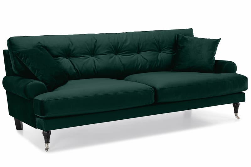 Andrew Soffgrupp 2-sits Soffa + Fåtölj + Fotpall i Sammet - Grön - Möbler - Vardagsrum - Soffgrupper - Howard soffgrupp
