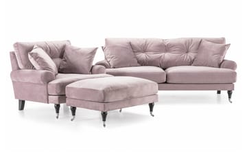 Andrew Soffgrupp 2-sits Soffa + Fåtölj + Fotpall i Sammet