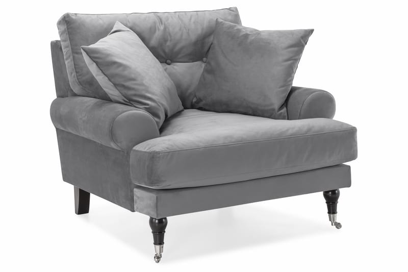 Andrew Soffgrupp 2-sits Soffa + Fåtölj + Fotpall i Sammet - Ljusgrå - Möbler - Vardagsrum - Soffgrupper - Howard soffgrupp