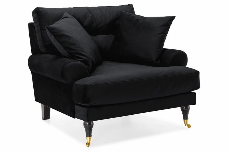 Andrew Soffgrupp 2-sits Soffa + Fåtölj + Fotpall i Sammet - Svart - Möbler - Vardagsrum - Soffgrupper - Howard soffgrupp