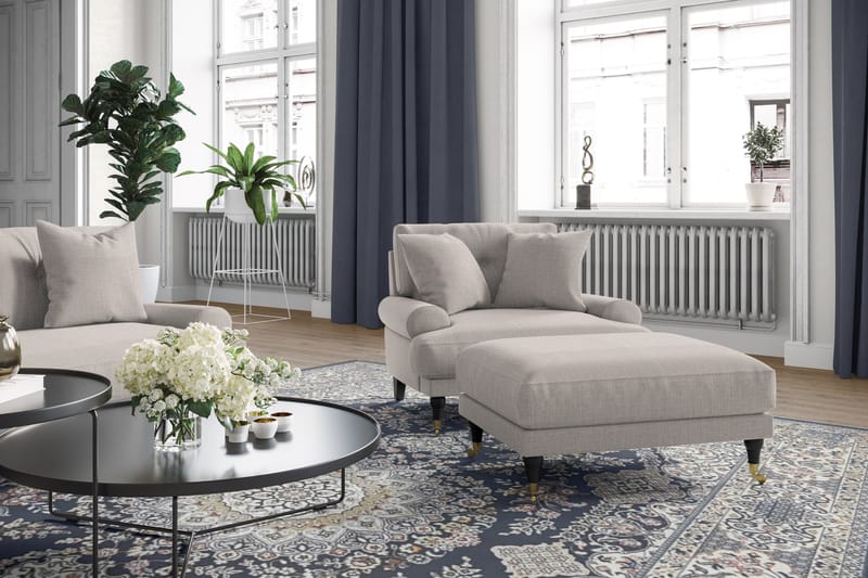 Andrew Soffgrupp 2-sits Soffa + Fåtölj + Fotpall i Tyg - Beige - Möbler - Vardagsrum - Soffgrupper - Howard soffgrupp