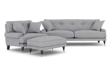 Andrew Soffgrupp 2-sits Soffa + Fåtölj + Fotpall i Tyg