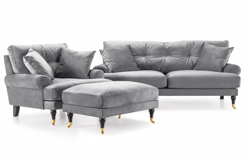 Andrew Soffgrupp 2+1 Sammet - Ljusgrå - Möbler - Vardagsrum - Soffgrupper - Howard soffgrupp