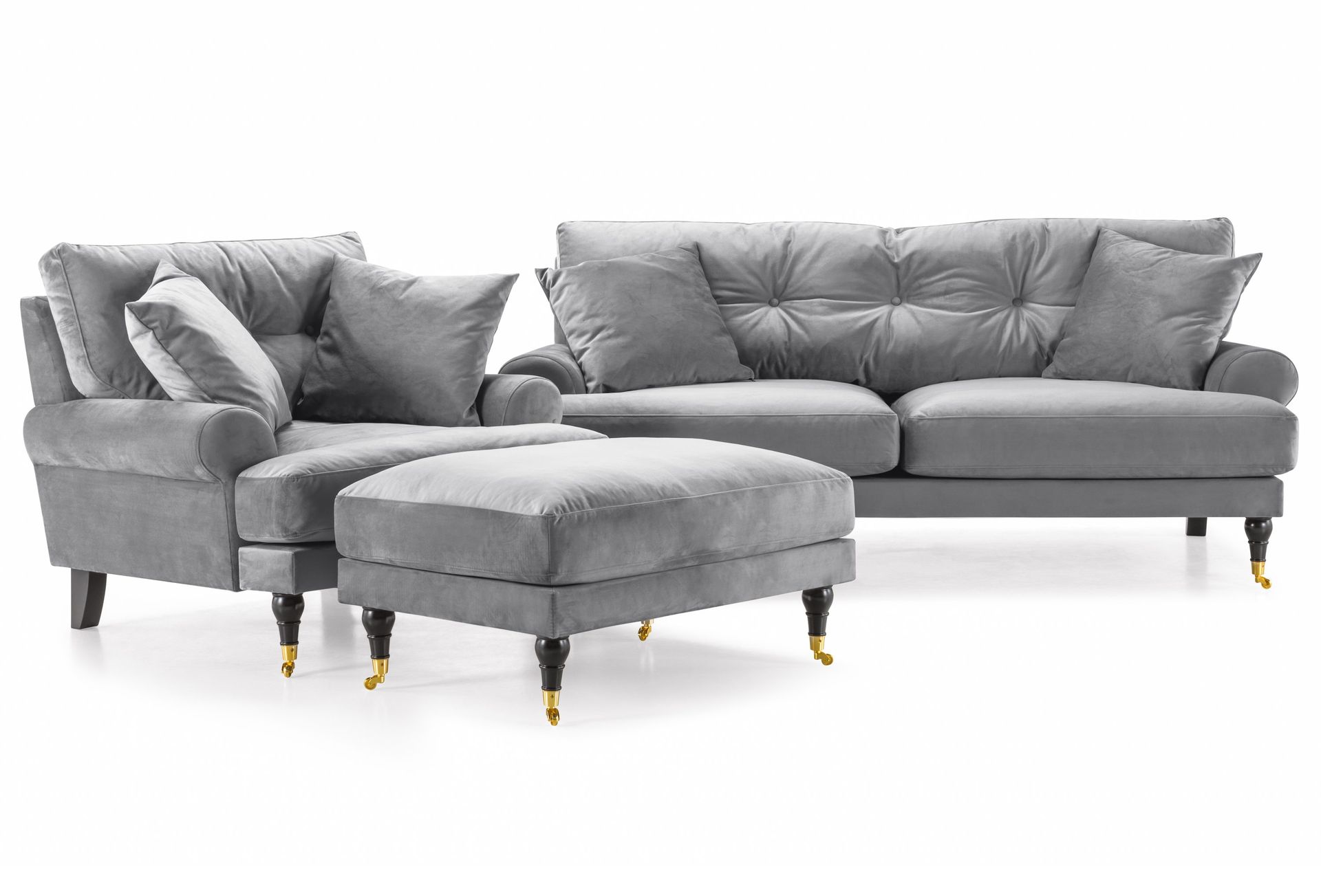 Andrew Soffgrupp 2+1 Sammet - Ljusgr&aring;