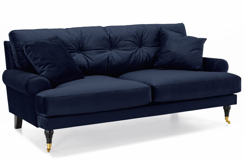 Andrew Soffgrupp 3-sits + 2-sits Soffa + Fåtölj + Fotpall i Sammet - Blå - Möbler - Vardagsrum - Soffgrupper - Howard soffgrupp