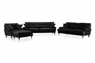 Andrew Soffgrupp 3-sits + 2-sits Soffa + Fåtölj + Fotpall i Sammet