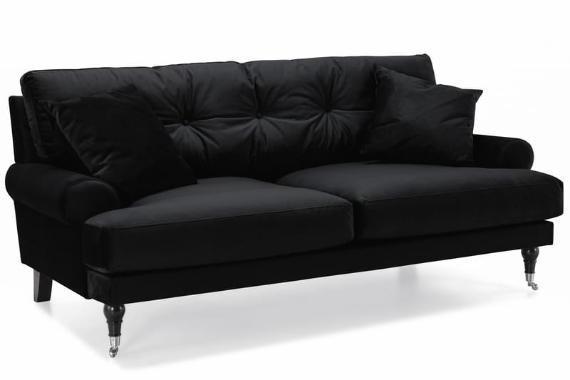 Andrew Soffgrupp 3-sits + 2-sits Soffa + Fåtölj + Fotpall i Sammet - Svart - Möbler - Vardagsrum - Soffgrupper - Howard soffgrupp