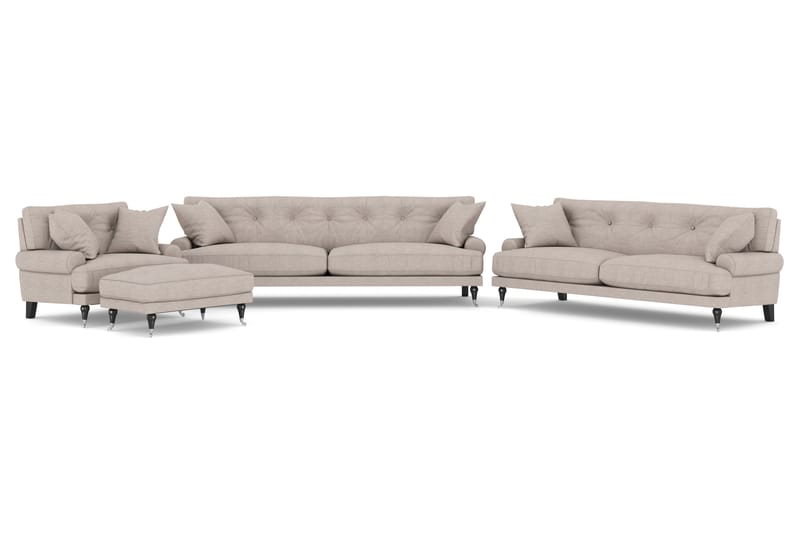 Andrew Soffgrupp 3-sits + 2-sits Soffa + Fåtölj + Fotpall i Tyg - Beige - Möbler - Vardagsrum - Soffgrupper - Howard soffgrupp
