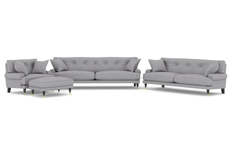 Andrew Soffgrupp 3-sits + 2-sits Soffa + Fåtölj + Fotpall i Tyg - Grå - Möbler - Vardagsrum - Soffgrupper - Howard soffgrupp