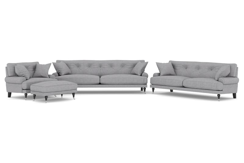 Andrew Soffgrupp 3-sits + 2-sits Soffa + Fåtölj + Fotpall i Tyg - Grå - Möbler - Vardagsrum - Soffgrupper - Howard soffgrupp