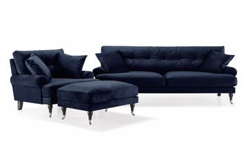 Andrew Soffgrupp 3-sits Soffa + Fåtölj + Fotpall i Sammet