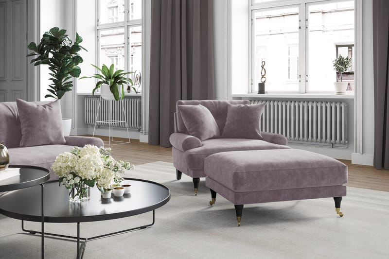 Andrew Soffgrupp 3-sits Soffa + Fåtölj + Fotpall i Sammet - Lila - Möbler - Vardagsrum - Soffgrupper - Howard soffgrupp