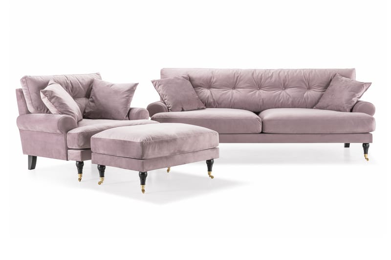 Andrew Soffgrupp 3-sits Soffa + Fåtölj + Fotpall i Sammet - Lila - Möbler - Vardagsrum - Soffgrupper - Howard soffgrupp