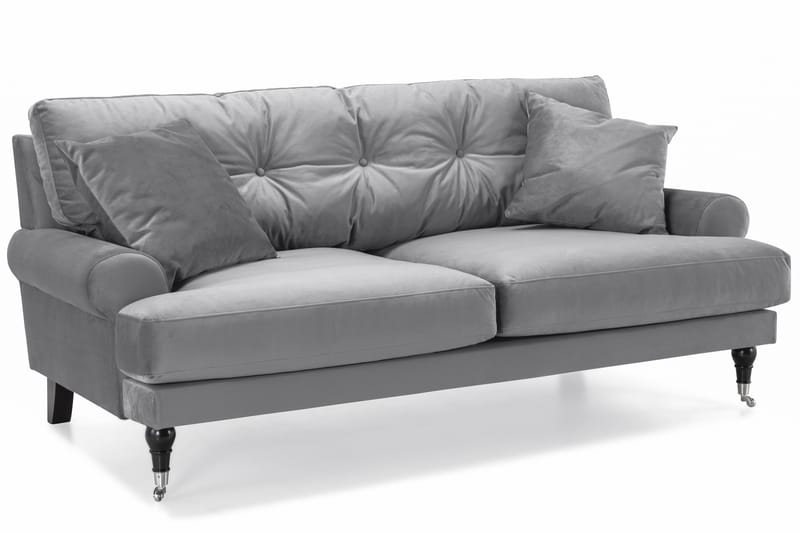Andrew Soffgrupp 3-sits Soffa + Fåtölj + Fotpall i Sammet - Ljusgrå - Möbler - Vardagsrum - Soffgrupper - Howard soffgrupp