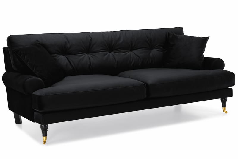 Andrew Soffgrupp 3-sits Soffa + Fåtölj + Fotpall i Sammet - Svart - Möbler - Vardagsrum - Soffgrupper - Howard soffgrupp