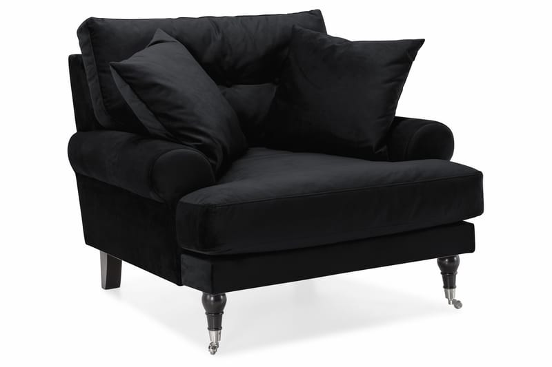 Andrew Soffgrupp 3-sits Soffa + Fåtölj + Fotpall i Sammet - Svart - Möbler - Vardagsrum - Soffgrupper - Howard soffgrupp