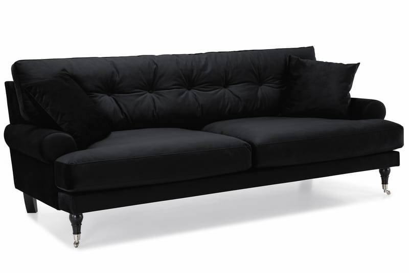 Andrew Soffgrupp 3-sits Soffa + Fåtölj + Fotpall i Sammet - Svart - Möbler - Vardagsrum - Soffgrupper - Howard soffgrupp