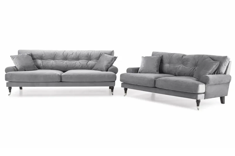 Andrew Soffgrupp 3+2 Sammet - Ljusgrå - Möbler - Vardagsrum - Soffgrupper - Howard soffgrupp