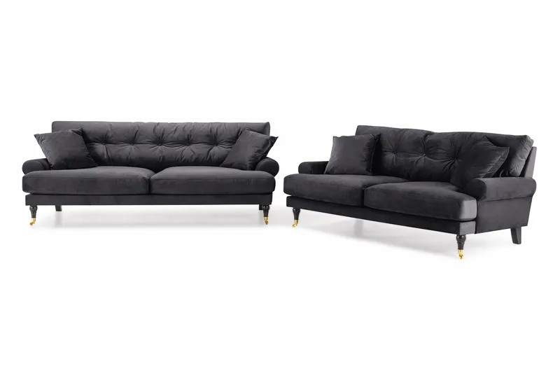 Andrew Soffgrupp 3+2 Sammet - Mörkgrå - Möbler - Vardagsrum - Soffgrupper - Howard soffgrupp