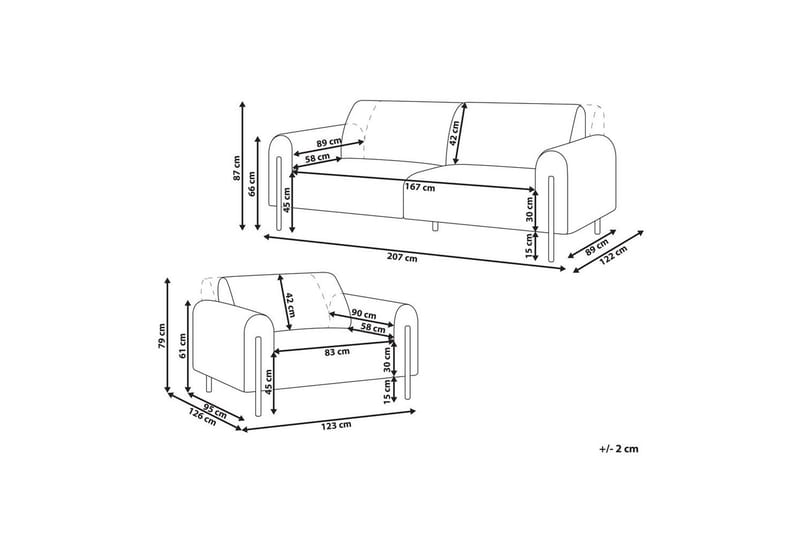 Soffgrupp Askim Grå/svart, Polyester - Grå - Möbler - Vardagsrum - Soffgrupper