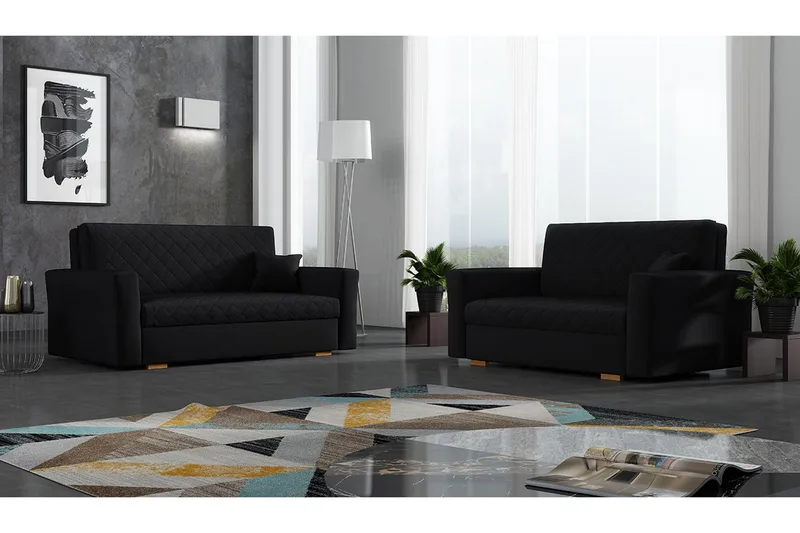 Bensbyn Soffgrupp Rutmönster - Svart - Möbler - Vardagsrum - Soffgrupper