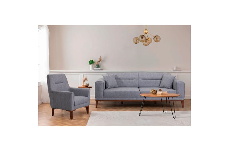 Casavilla Soffgrupp 3-sits Soffa + Fåtölj Grå - Möbler - Vardagsrum - Soffgrupper