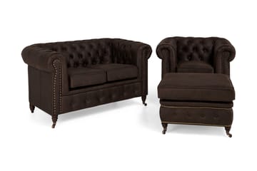 CHESTERFIELD LUX Soffgrupp 2-sits+Fåtölj+Fotpall