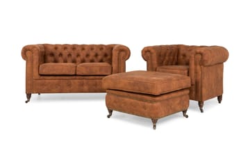 CHESTERFIELD LUX Soffgrupp 2-sits+Fåtölj+Fotpall