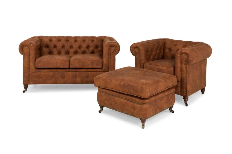 CHESTERFIELD LUX Soffgrupp 2-sits+Fåtölj+Fotpall - Howard soffgrupp - Soffgrupper