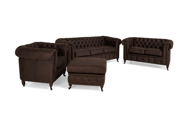 CHESTERFIELD LUX Soffgrupp 3-sits+2-sits+Fåtölj+Fotpall - Möbler - Vardagsrum - Soffgrupper - Howard soffgrupp
