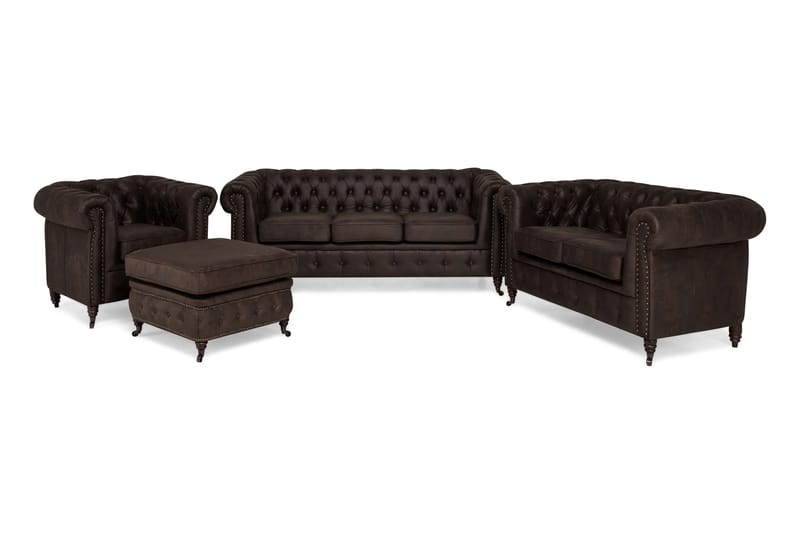 CHESTERFIELD LUX Soffgrupp 3-sits+2-sits+Fåtölj+Fotpall - Howard soffgrupp - Soffgrupper