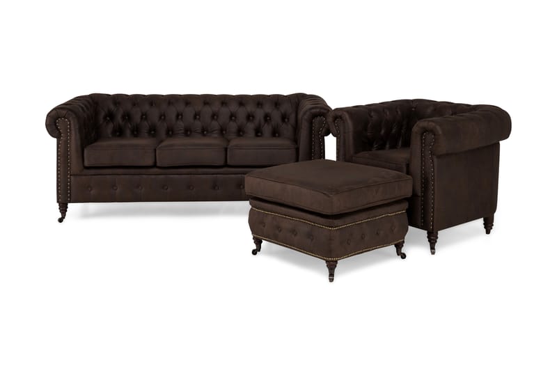 CHESTERFIELD LUX Soffgrupp 3-sits+Fåtölj+Fotpall - Howard soffgrupp - Soffgrupper