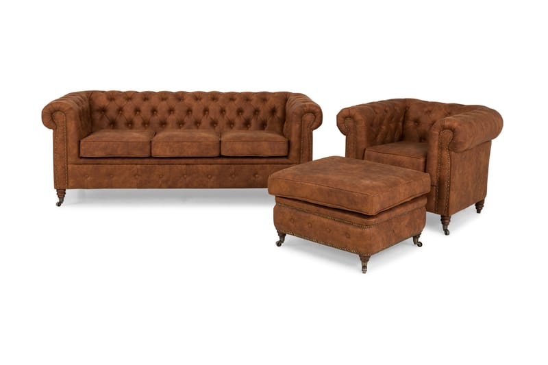 CHESTERFIELD LUX Soffgrupp 3-sits+Fåtölj+Fotpall - Howard soffgrupp - Soffgrupper