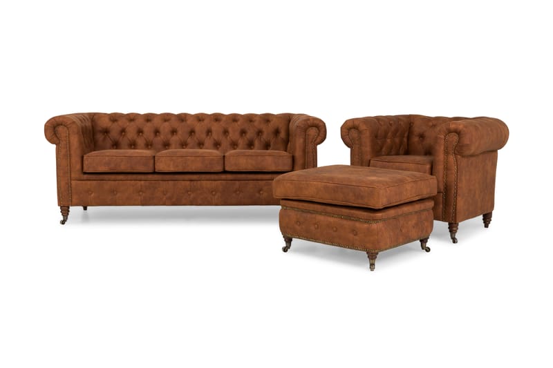 CHESTERFIELD LUX Soffgrupp 3-sits+Fåtölj+Fotpall - Howard soffgrupp - Soffgrupper