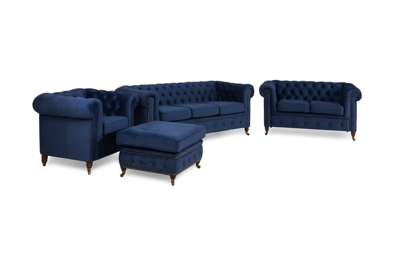 CHESTERFIELD LUX Soffgrupp 3+2+Fåtölj+Fotpall Sammet - Möbler - Vardagsrum - Soffgrupper - Howard soffgrupp