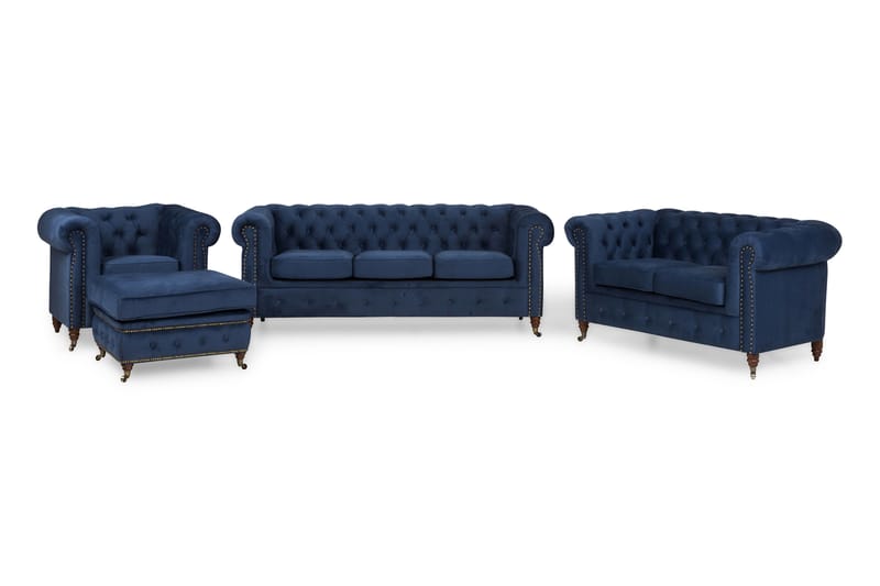 CHESTERFIELD LUX Soffgrupp 3+2+Fåtölj+Fotpall Sammet - Möbler - Vardagsrum - Soffgrupper - Howard soffgrupp