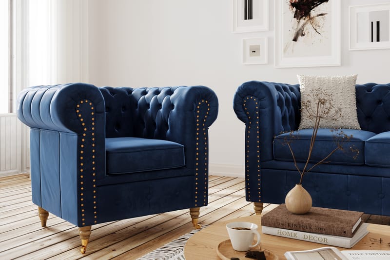 CHESTERFIELD LUX Soffgrupp 3+2+Fåtölj+Fotpall Sammet - Möbler - Vardagsrum - Soffgrupper - Howard soffgrupp