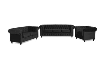 Chesterfield Lyx Modern Soffgrupp 3+2+1 i Sammet