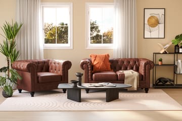 Chesterfield Lyx Soffgrupp 2-sits+Fåtölj - Brun - Möbler - Vardagsrum - Soffgrupper - Chesterfield soffgrupp