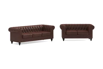 Chesterfield Lyx Soffgrupp 3-sits + 2-sits - Brun - Möbler - Vardagsrum - Soffgrupper - Chesterfield soffgrupp