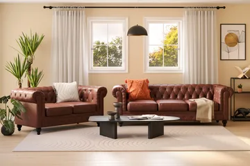 Chesterfield Lyx Soffgrupp 3-sits + 2-sits - Brun - Möbler - Vardagsrum - Soffgrupper - Chesterfield soffgrupp
