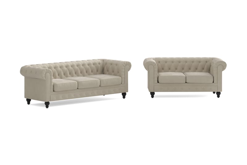 Chesterfield Lyx Soffgrupp 3-sits+2-sits - Beige - Möbler - Vardagsrum - Soffgrupper - Chesterfield soffgrupp